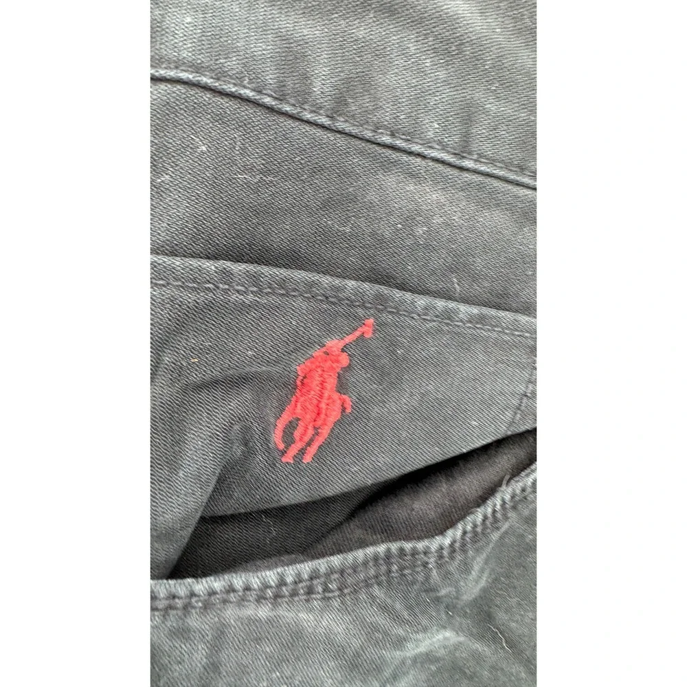 Polo Ralph Lauren Chino Pants Mens 36x34 Black Straight Leg Dungaree Red Pony